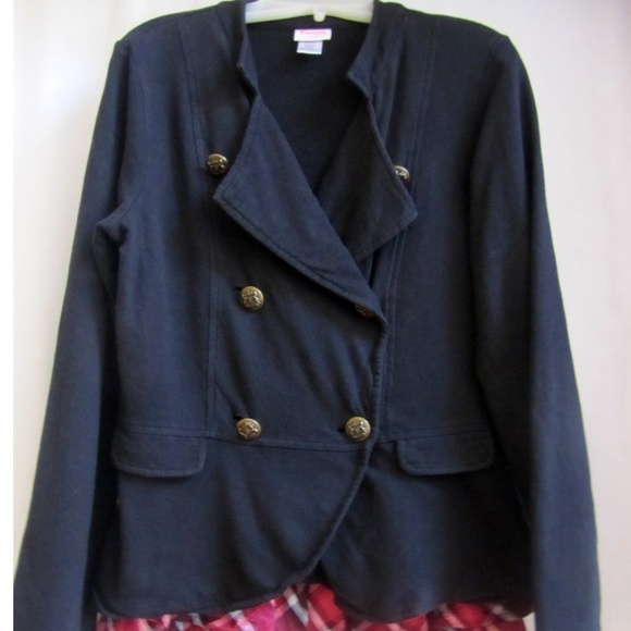 Black Military Style Jacket Blazer XL 14 16 - Picture 3 of 5